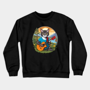 Cat Guitar Mountain Crewneck Sweatshirt